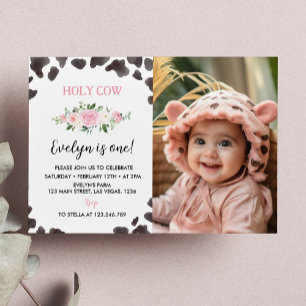 Carte De Remerciements Vache Imprimer Anniversaire Floral Photo Invitatio
