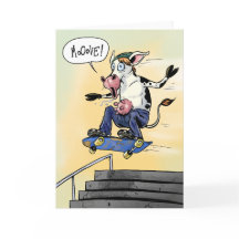 Vache sur skateboard hurle bouge