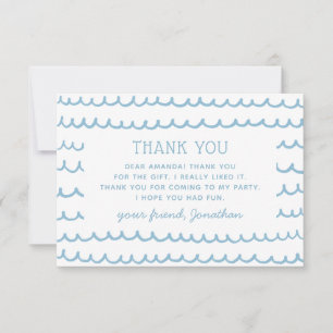 Carte De Remerciements Vagues bleues nautiques Piscine & Plage Annivers