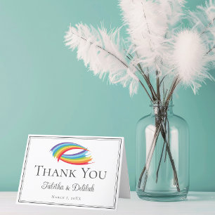 Carte De Remerciements Vagues de Arc-en-Ciel Personnalisées Mariage LGBTQ