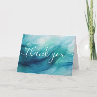 Carte De Remerciements Vagues de peinture à l'eau sarcelle personnalisées