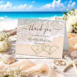 Carte De Remerciements Vagues d'océan bleu Mariage tropical sur la plage
