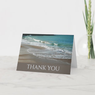 Carte De Remerciements Vagues Léchant sur la Plage Océan Bleu Turquoise