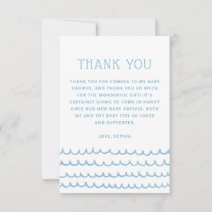 Carte De Remerciements Vagues océaniques   Blue Nautical Beach Baby showe