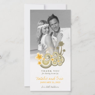 Carte De Remerciements Vagues tropicales Hibiscus Jaune Palm Trees Mariag
