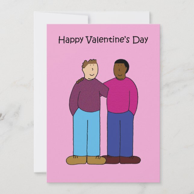 Carte De Remerciements Valentine interracial pour les couples masculins (Devant)