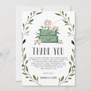 Carte De Remerciements Valise de Baby Shower Aventure de Verdure Rustique