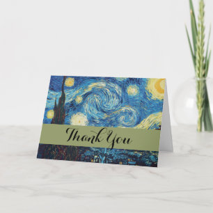 Carte De Remerciements Van Gogh Nuit étoilée Vintage Bleu Chef-d'œuvre