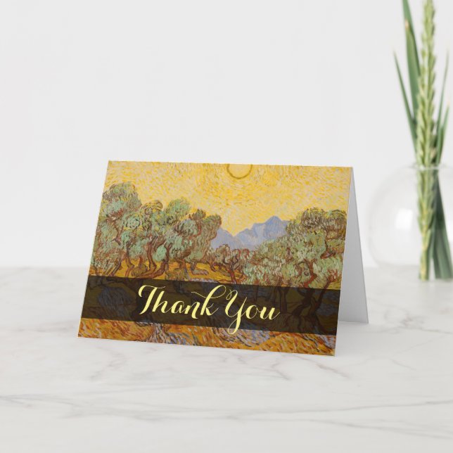 Carte De Remerciements Van Gogh Olive Trees Soleil Jaune Ciel (Devant)