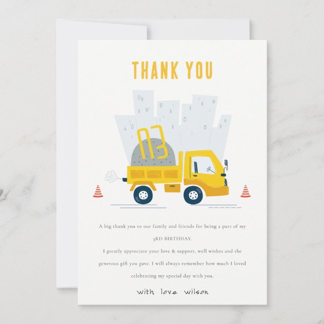 Carte De Remerciements Véhicule de construction de camion à vidange Cute  (Devant)