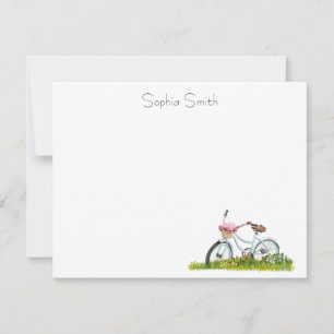 Carte De Remerciements Vélo avec panier de fleurs Notes