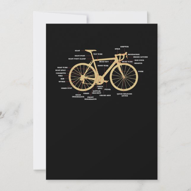 Carte De Remerciements Vélo Cyclisme Anatomie Road Bike Parts Vélo (Devant)