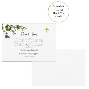 Carte De Remerciements Verdure délicate Simples funérailles orthodoxes