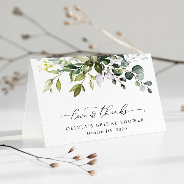 Carte De Remerciements Verdure, Eucalyptus Feuilles, Boho, Fête des marié (Créateur téléchargé)