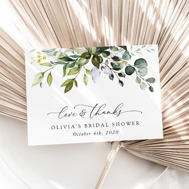 Carte De Remerciements Verdure, Eucalyptus Feuilles, Boho, Fête des marié (Créateur téléchargé)