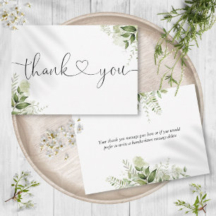 Carte De Remerciements Verdure Feuille Botanique Élégant Script Coeur