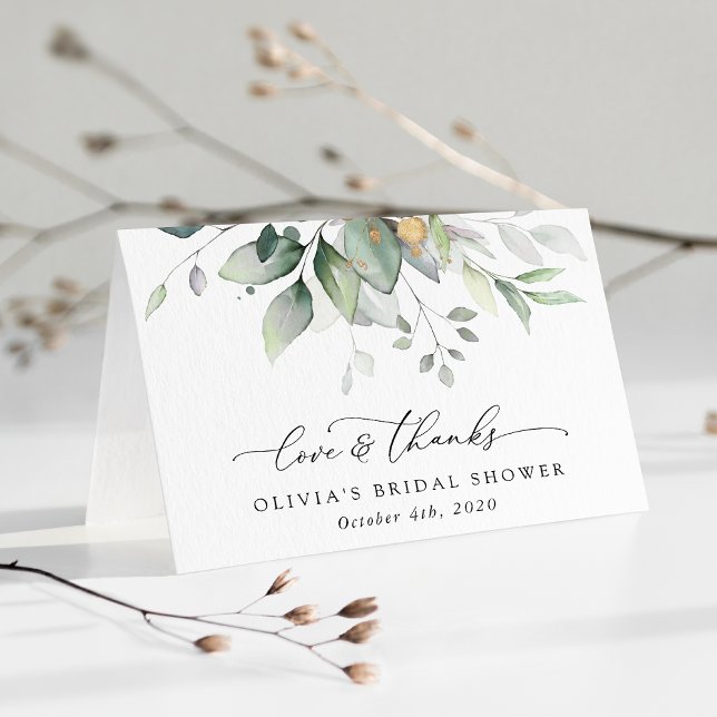 Carte De Remerciements Verdure, feuilles d'eucalyptus, Boho, douche de ma (Créateur téléchargé)