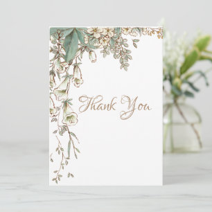 Carte De Remerciements Verdure Floral Garland Script Mariage élégant