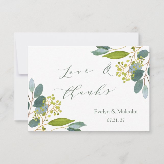 Carte De Remerciements Verdure mariage, eucalyptus (Devant)