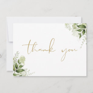 Carte De Remerciements Verdure personnalisée Flore Élégant Script or