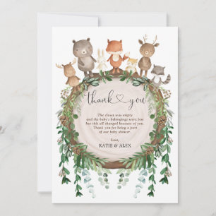 Carte De Remerciements Verdure rustique Bois Bébé Animaux sauvages Douche