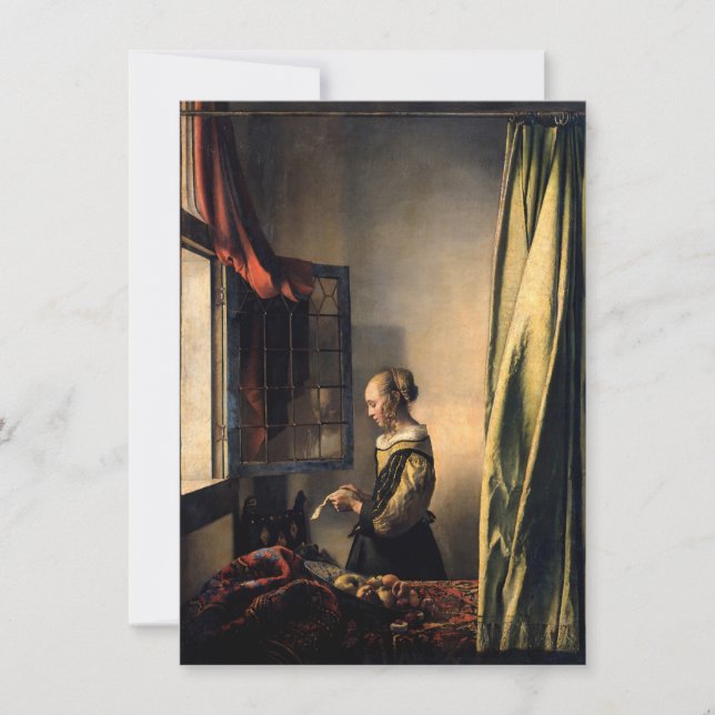 Carte De Remerciements Vermeer - Fille lisant une lettre à une fenêtre ou (Devant)