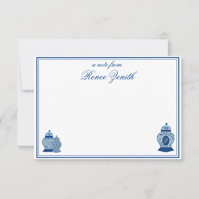 Carte De Remerciements Versailles Chinoiserie Pot à gingembre Monogram Z (Devant)