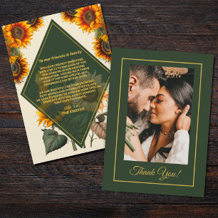 Carte de remerciements vert de la forêt Mariage de