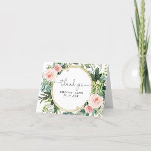 Carte de remerciements vert fille baby shower rose