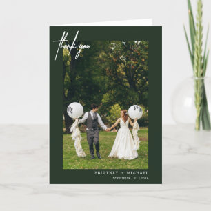 Carte De Remerciements Vert Forêt Moderne Lettré À La Main