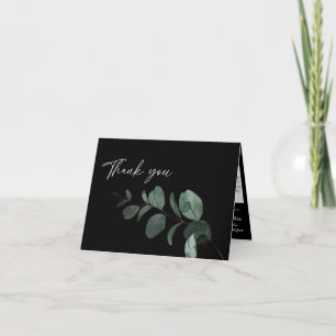 Carte De Remerciements Vert moderne Mariage noir plié