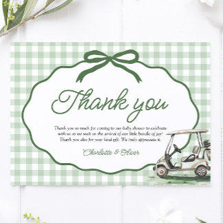 Carte De Remerciements Vert sauge Gingham Cadre Arc Golf Nouveau au Club