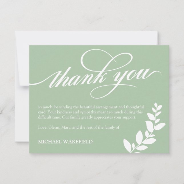 Carte De Remerciements Vert vert olive vert vert vert vert vert vert vert (Devant)