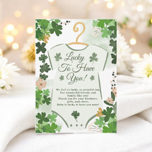 Carte De Remerciements Verte Lucky Clover St. Patrick’s Day Baby shower