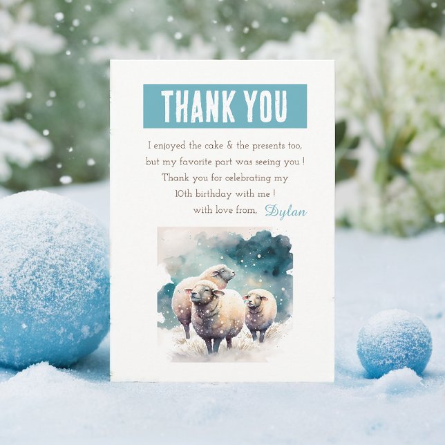 Carte De Remerciements Vibes d'hiver Aquarelle Mouton - Anniversaire (Créateur téléchargé)