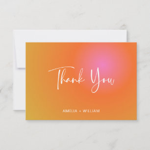 Carte De Remerciements Vibrant Gras Orange Rose Gradient Unique Personnal