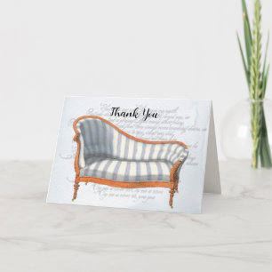 Carte De Remerciements Victorian Blue Stripe Chaise Lounge