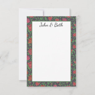 Carte De Remerciements Victorien Gothique Parfait Rouge & Fuchsia Rose