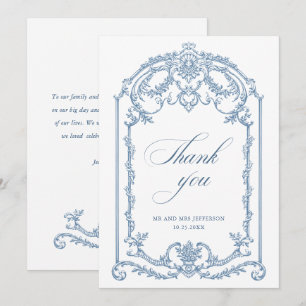Carte De Remerciements Victorien Ornate Grace Floral Dusty Mariage bleu