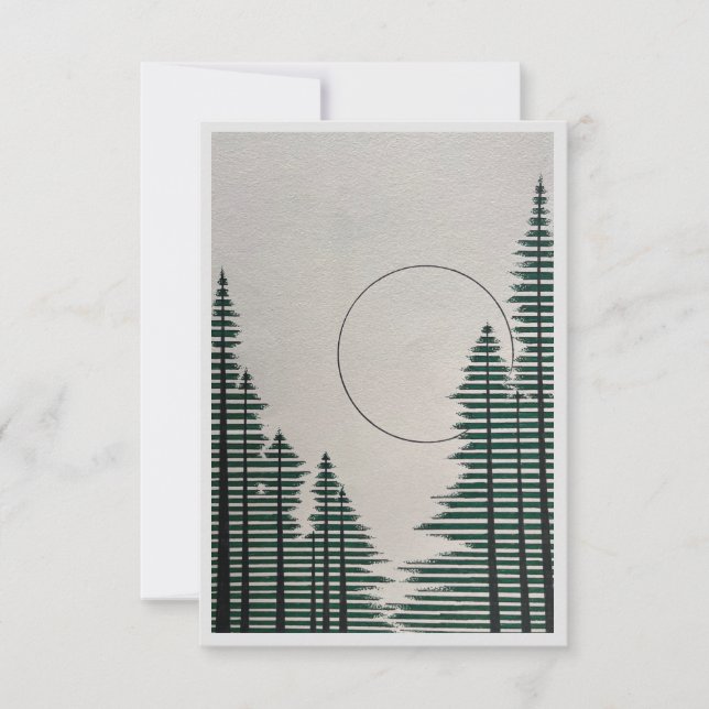 Carte De Remerciements Vide avec forêt et lune (Devant)