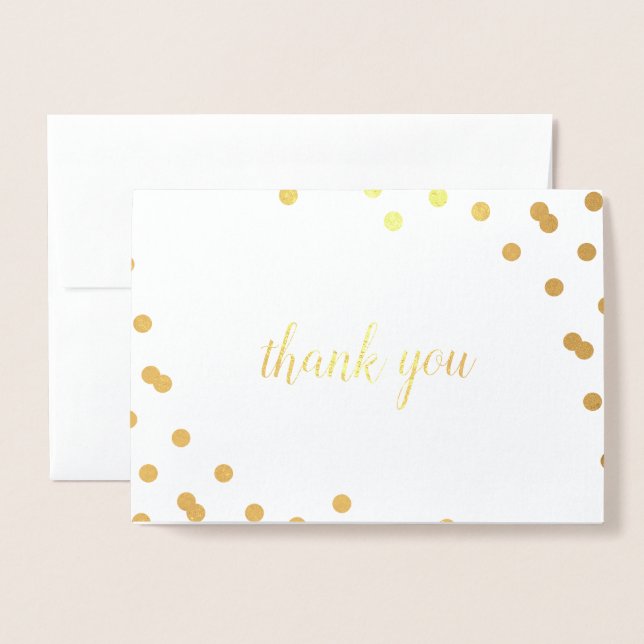 Carte de remerciements vide Confetti Dot Gold Foil (Devant avec enveloppe)