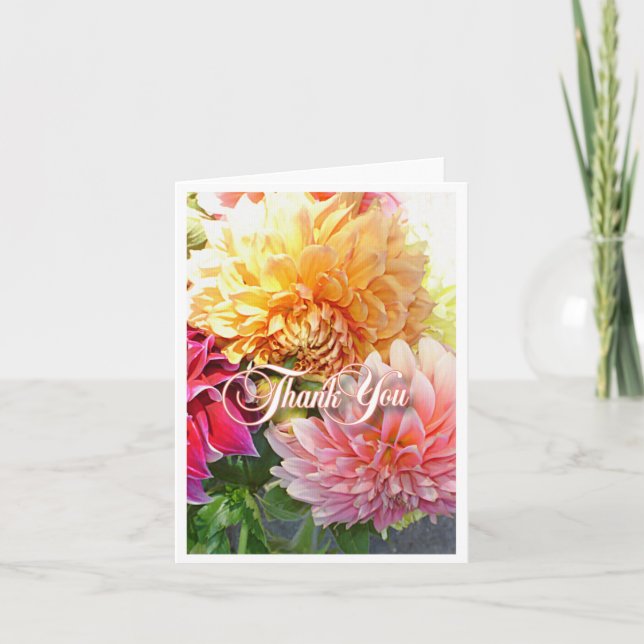 Carte de remerciements vide de dahlia (Devant)