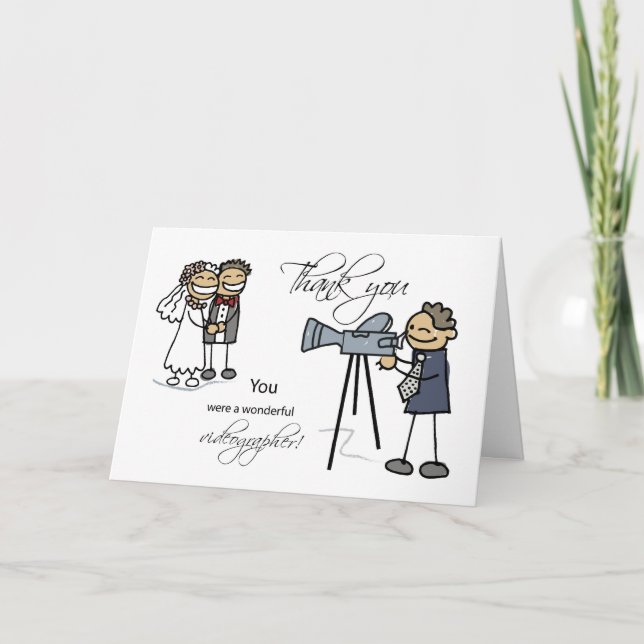 Carte De Remerciements Vidéographe Mariage Merci, Chiffres de bâton (Devant)