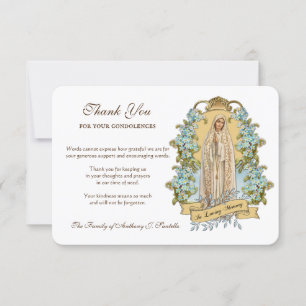 Carte De Remerciements Vierge catholique religieuse Marie Condolence flor