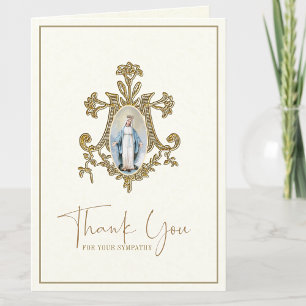 Carte De Remerciements Vierge Marie Condolence funéraire catholique