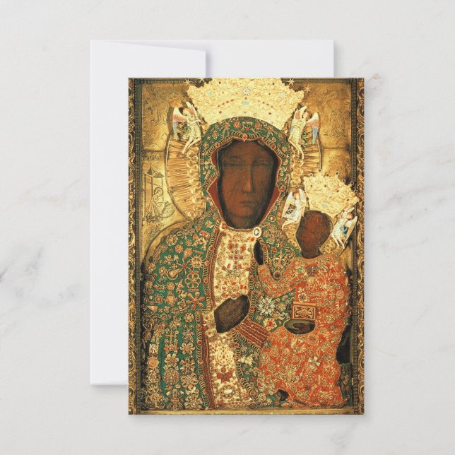 Carte De Remerciements Vierge noire et enfant Notre-Dame de Czestochowa (Devant)