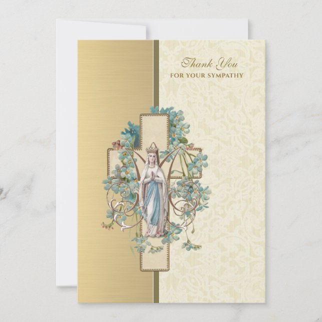 Carte De Remerciements Vierge religieuse Marie Sympathie Funéraire Condol (Devant)