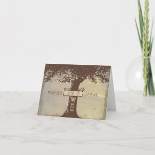 Carte De Remerciements vieux arbre rustique mignon lumières à cordes merc