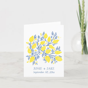 Carte De Remerciements Vignes de citron bleu et jaune, jolies et délicate