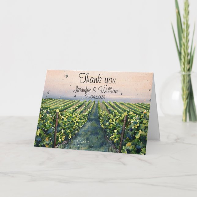Carte De Remerciements Vignoble rustique Destination Italie Mariage (Devant)
